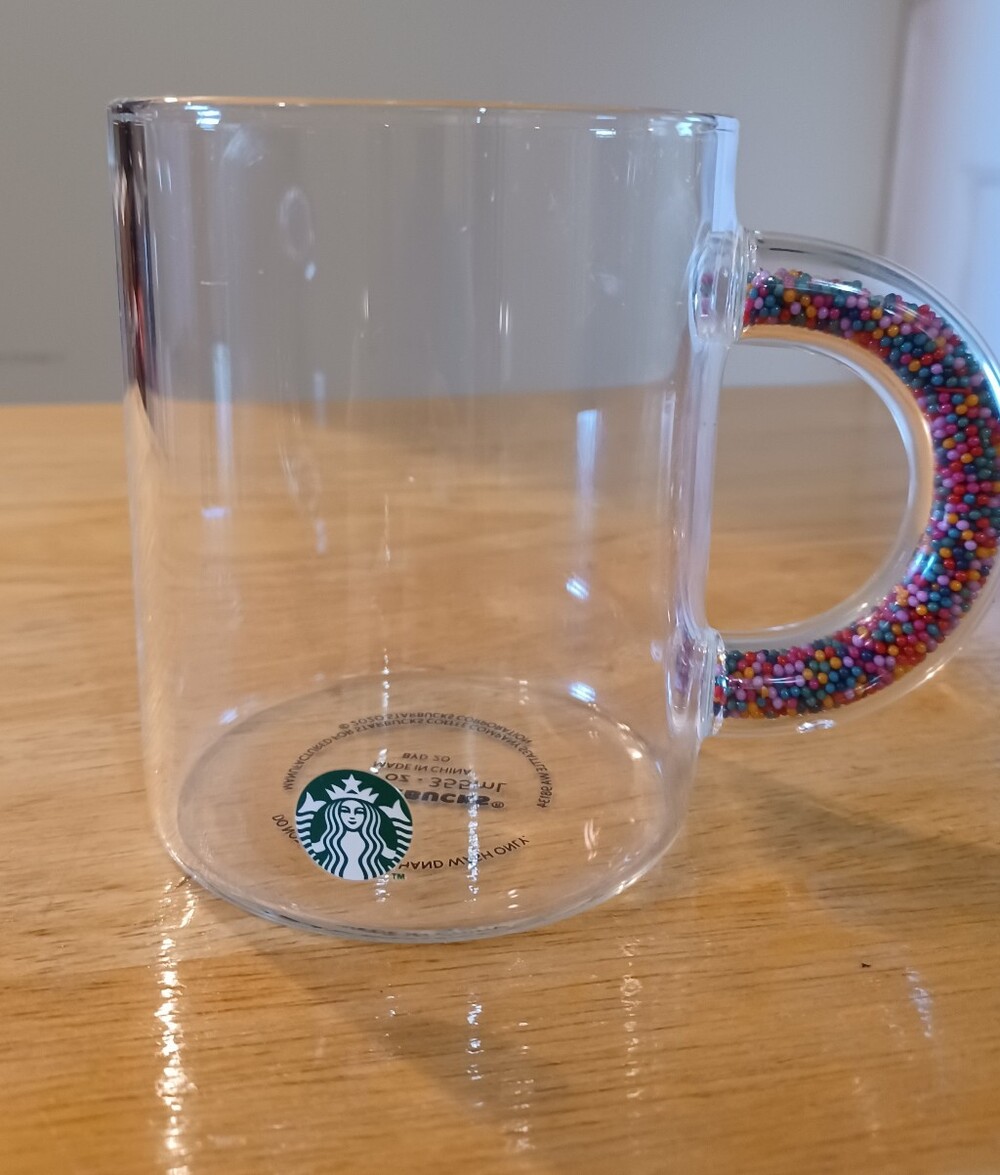 RARE Starbucks Mexico Latin Handle Beads Glass Mug.